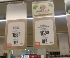 Price for alcohol in Berlin in Germany, Unfiltered beer, prices per box and bottle